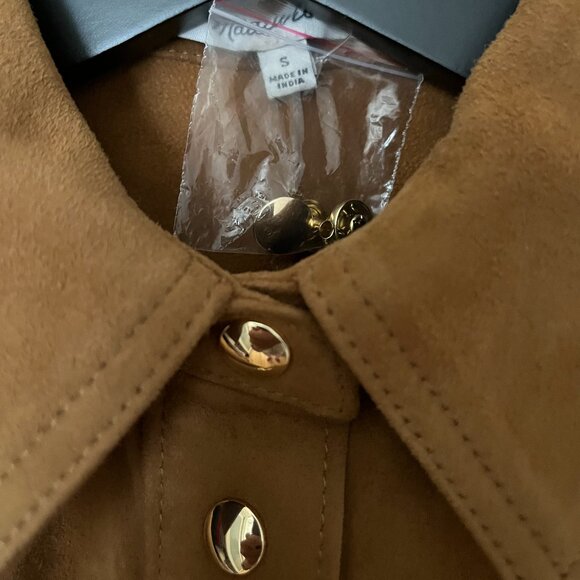 Madewell Straight-Hem Button-Up Lightweight Suede Jacket NWT, S - Picture 7 of 10